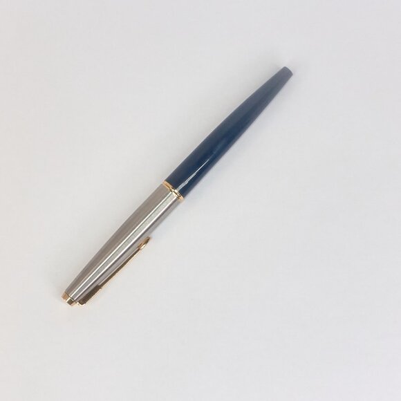 Parker 45 Fountain Pen / USA Made / Blue Barrel & Steel Cap / 1980 Engraved - Picture 2 of 16